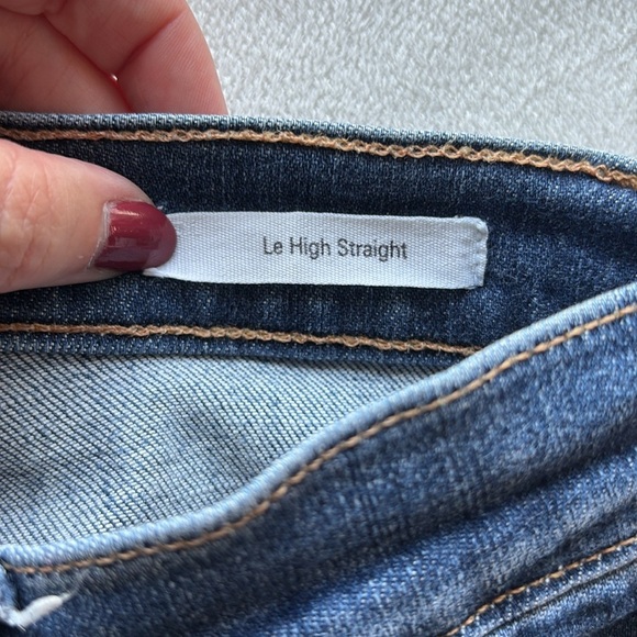 FRAME DENIM Distressed Dark Wash High Rise Straight Jean - Picture 8 of 13